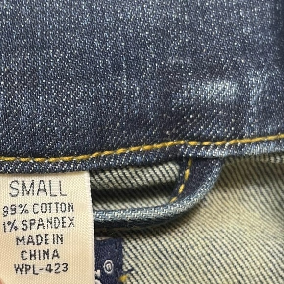 Levis Jean Jacket Denim Trucker Vest Small 90s Boho Indie Festival Cowgirl Y2K - Picture 6 of 16